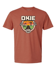100 Year Rt. 66 Circle Badge T-Redwood