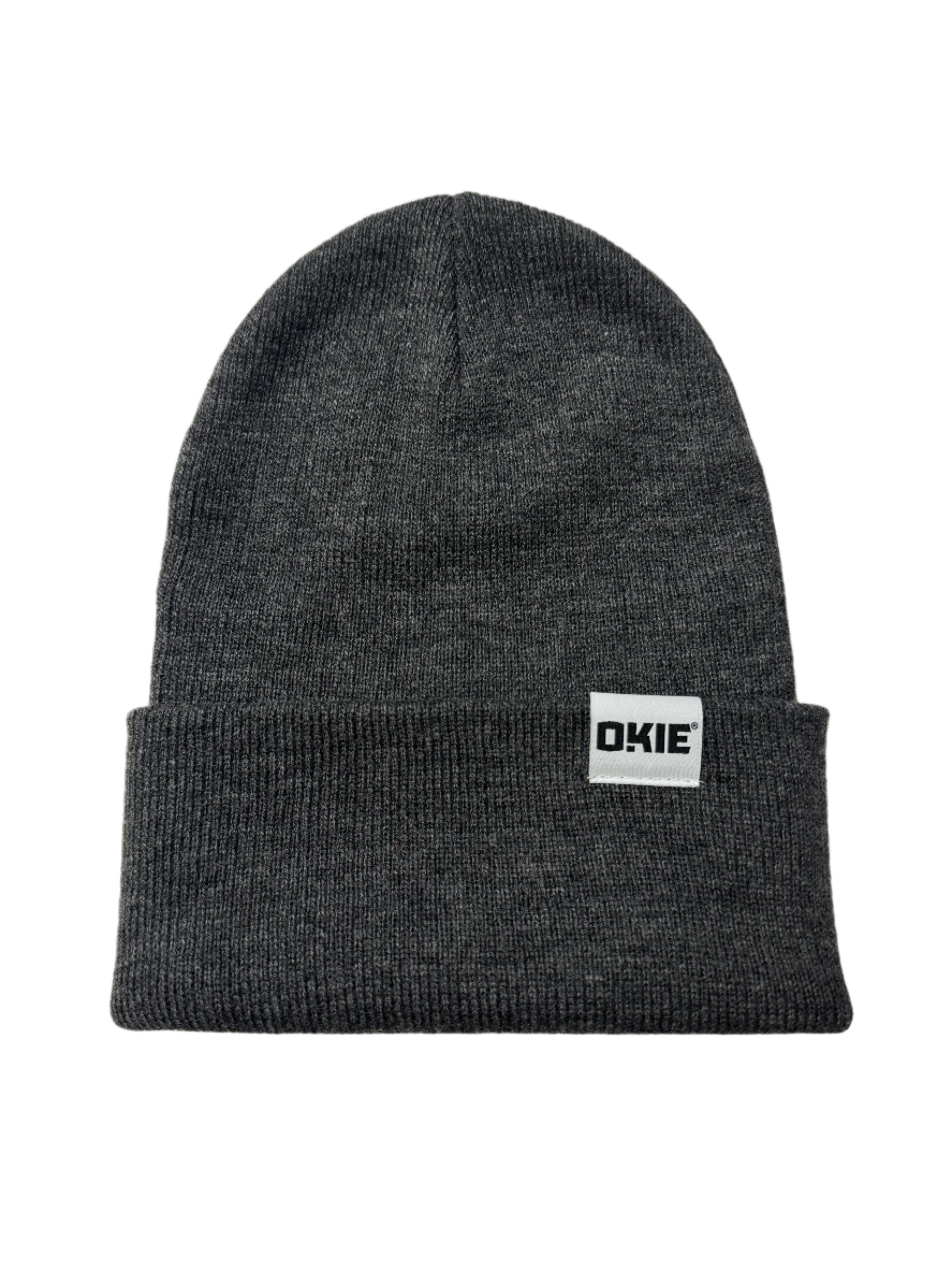 Okie Knit Cuffed Beanie-Charcoal
