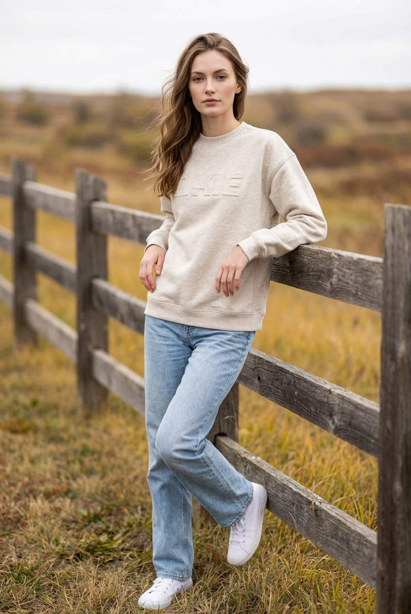 OKIE Puff Sweatshirt-Beige