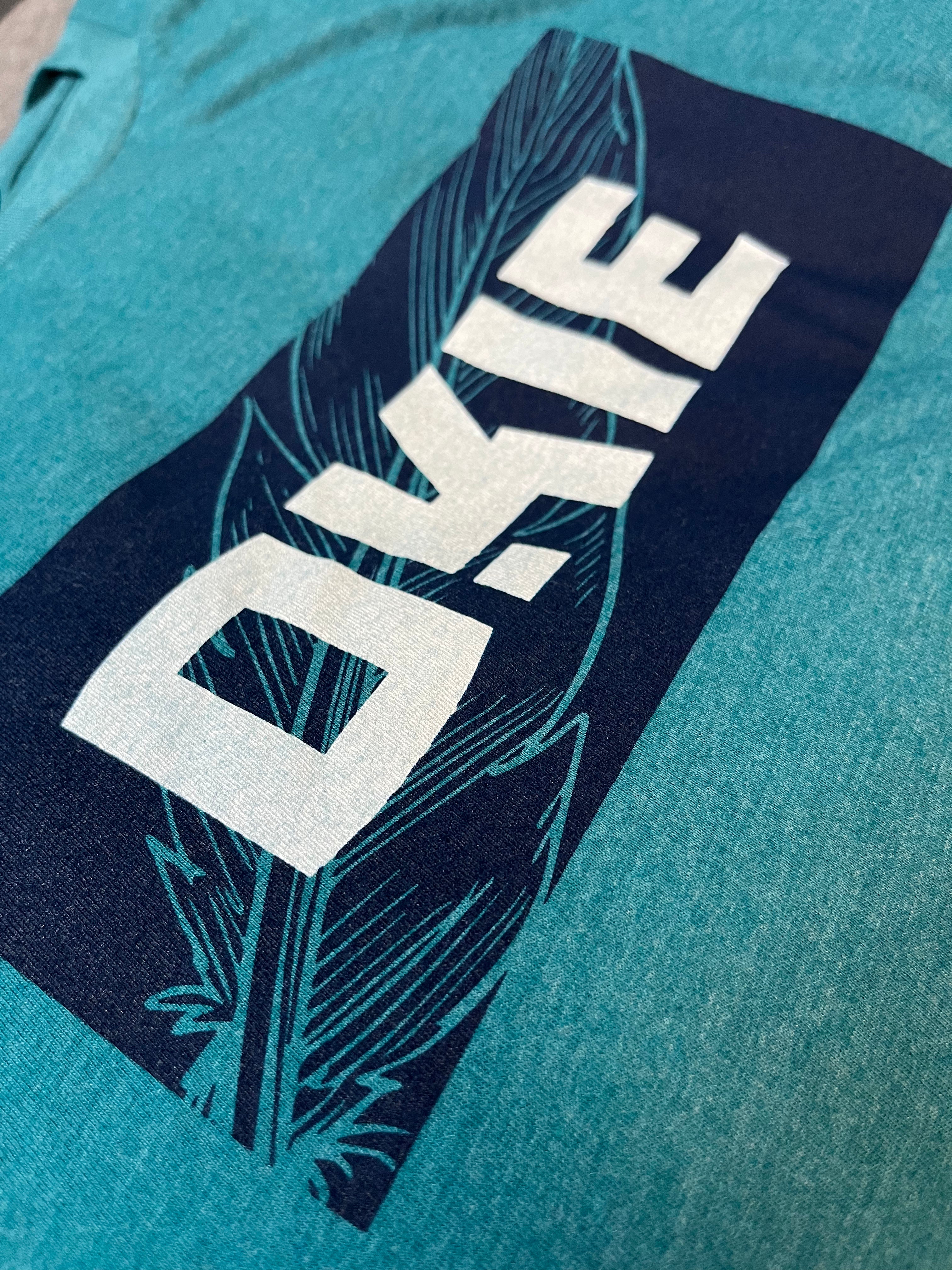 Teal OKIE Feather-Long Sleeve T