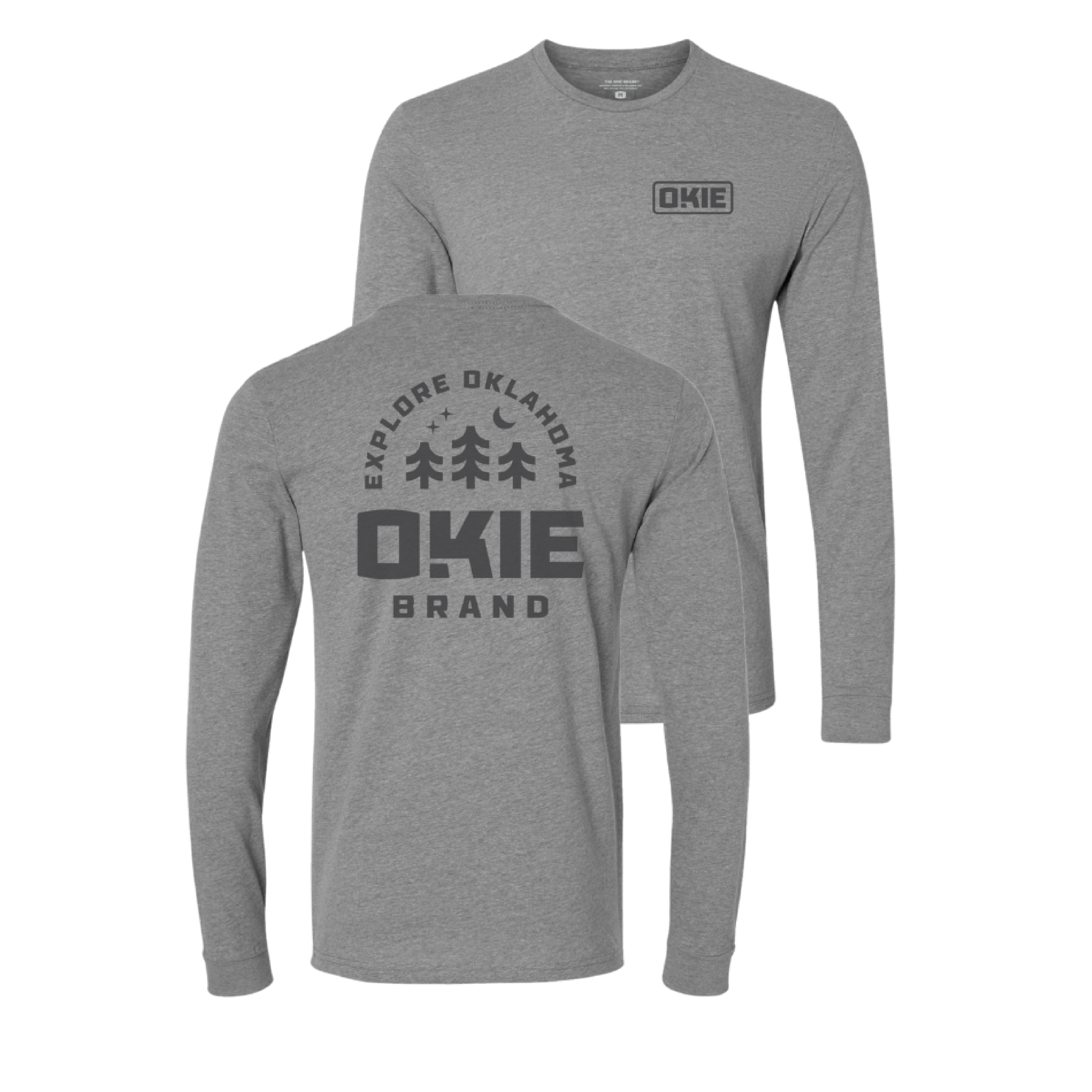 Explore Okla Trees-Long Sleeve-Grey