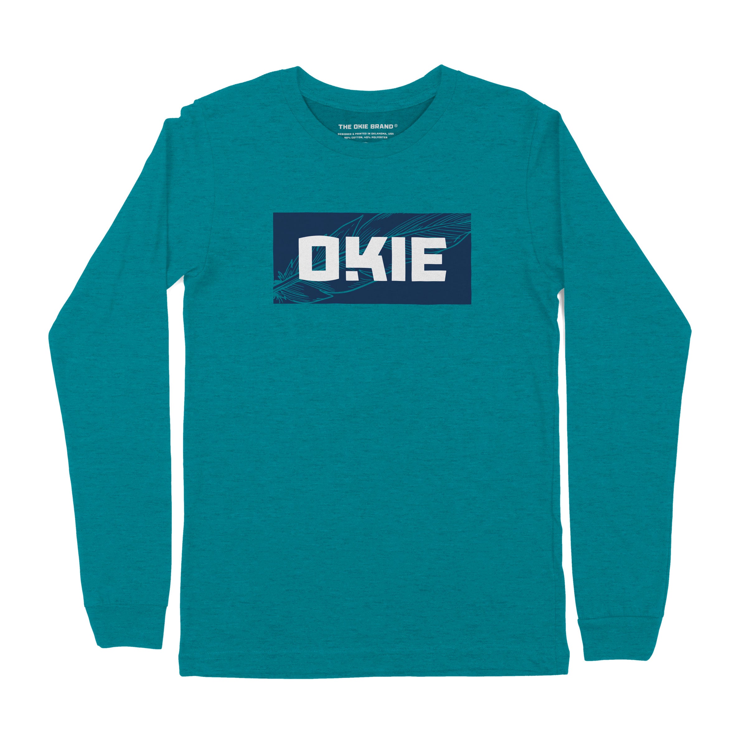Teal OKIE Feather-Long Sleeve T