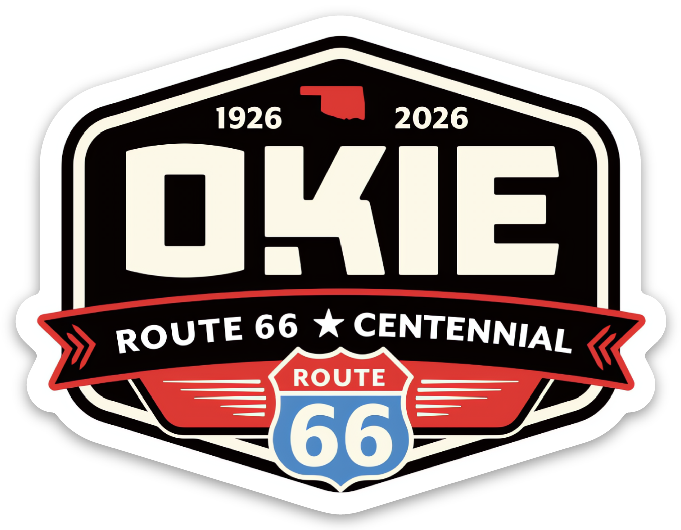 OKIE Rt. 66 Blk Badge-Sticker