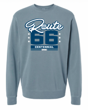 Cursive Rt. 66 Cent. Sweatshirt-BLU