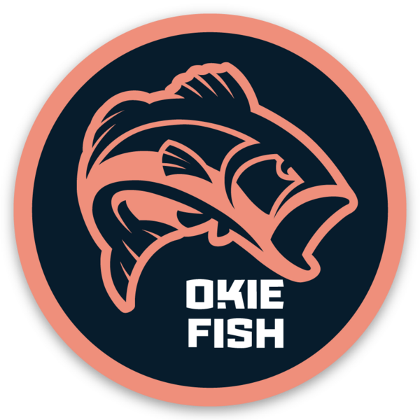 Okie Fish Circle Sticker- Nvy/Org
